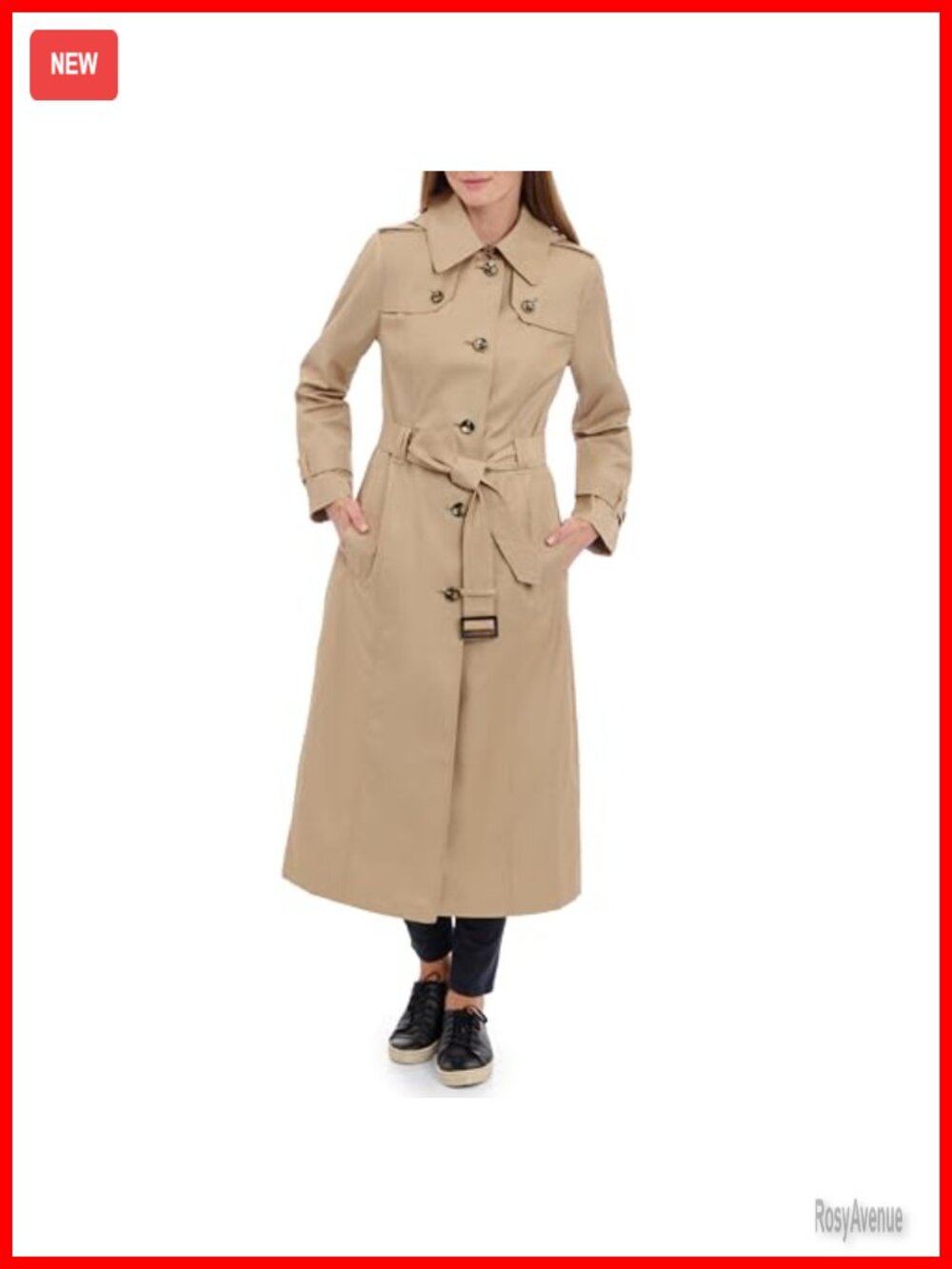 Single Breasted Long Trench Coat Epaulettes Belt